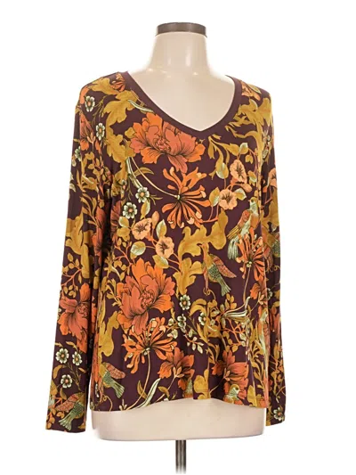Pre-owned Johnny Was Long Sleeve Blouse In Brown