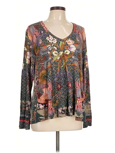 Pre-owned Johnny Was Long Sleeve Blouse In Brown