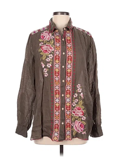 Pre-owned Johnny Was Long Sleeve Blouse In Brown