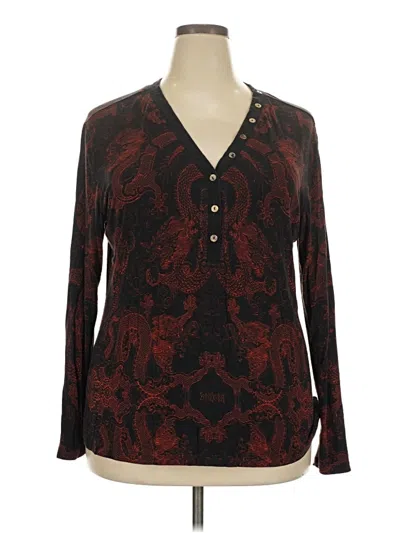 Pre-owned Johnny Was Long Sleeve Blouse In Burgundy
