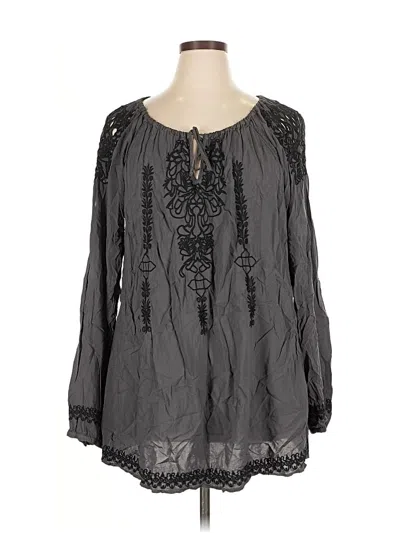 Pre-owned Johnny Was Long Sleeve Blouse In Gray