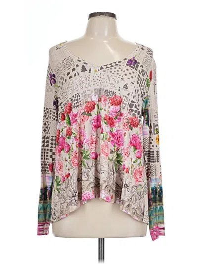 Pre-owned Johnny Was Long Sleeve Blouse In Gray