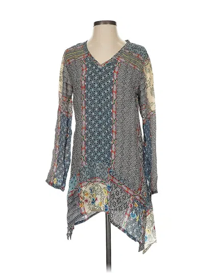 Pre-owned Johnny Was Long Sleeve Blouse In Gray