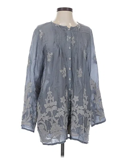 Pre-owned Johnny Was Long Sleeve Blouse In Gray