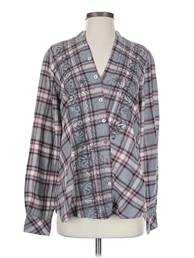 Pre-owned Johnny Was Long Sleeve Blouse In Gray