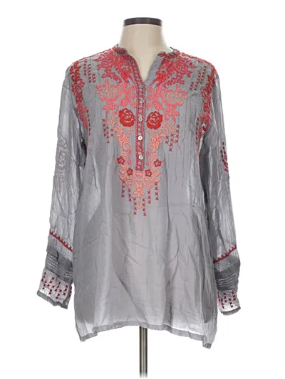 Pre-owned Johnny Was Long Sleeve Blouse In Gray
