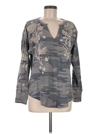 Pre-owned Johnny Was Long Sleeve Blouse In Gray