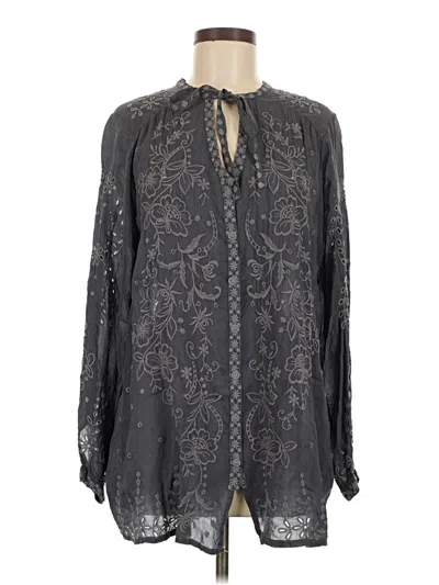 Pre-owned Johnny Was Long Sleeve Blouse In Gray