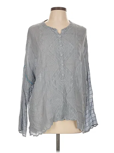 Pre-owned Johnny Was Long Sleeve Blouse In Gray