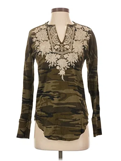 Pre-owned Johnny Was Long Sleeve Blouse In Green