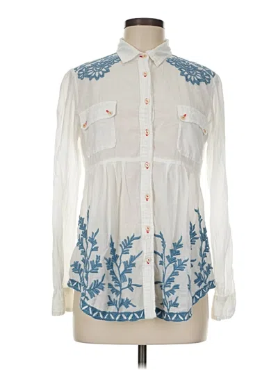 Pre-owned Johnny Was Long Sleeve Blouse In Ivory