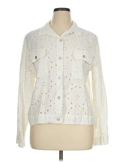 Pre-owned Johnny Was Long Sleeve Blouse In Ivory