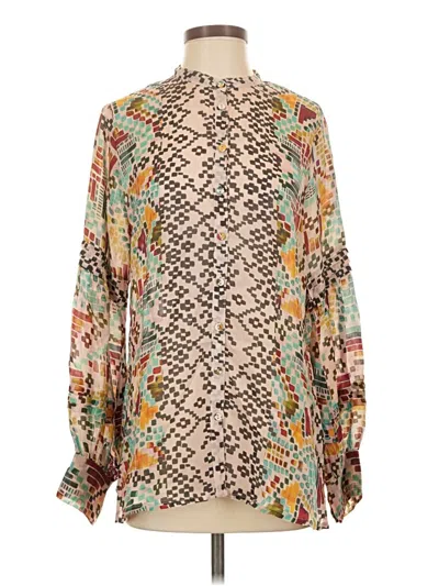 Pre-owned Johnny Was Long Sleeve Blouse In Ivory