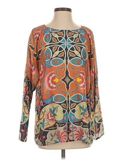 Pre-owned Johnny Was Long Sleeve Blouse In Orange