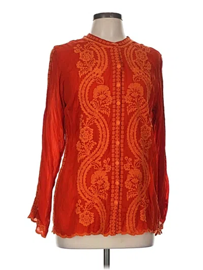 Pre-owned Johnny Was Long Sleeve Blouse In Orange