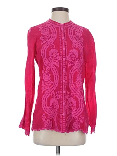 Pre-owned Johnny Was Long Sleeve Blouse In Pink