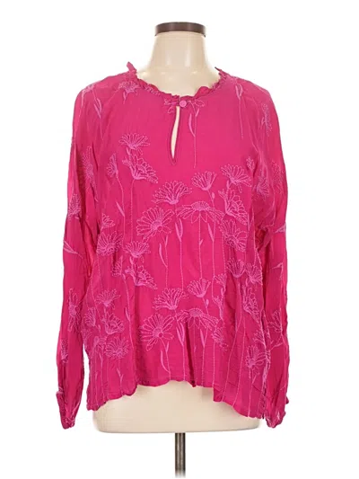 Pre-owned Johnny Was Long Sleeve Blouse In Pink