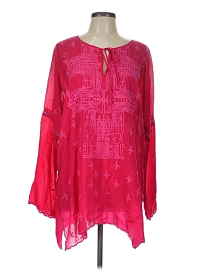 Pre-owned Johnny Was Long Sleeve Blouse In Pink