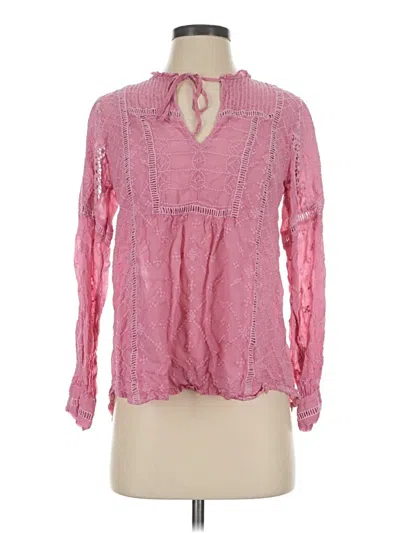 Pre-owned Johnny Was Long Sleeve Blouse In Pink