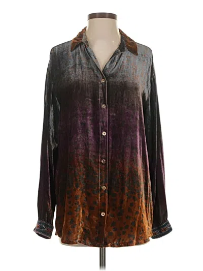 Pre-owned Johnny Was Long Sleeve Blouse In Purple