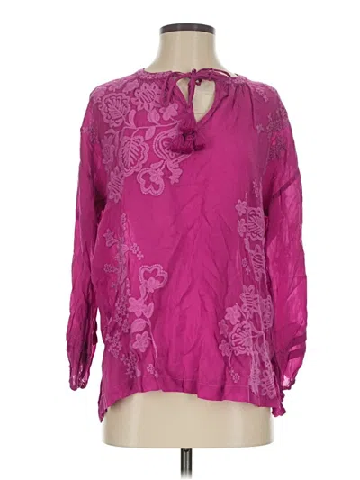Pre-owned Johnny Was Long Sleeve Blouse In Purple
