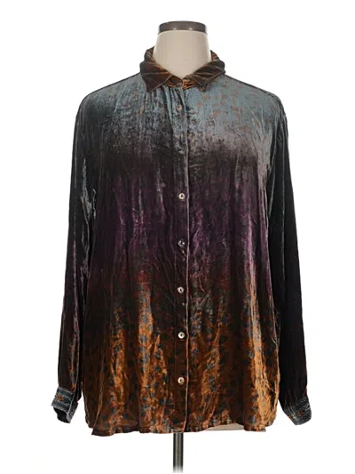 Pre-owned Johnny Was Long Sleeve Blouse In Purple