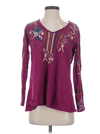 Pre-owned Johnny Was Long Sleeve Blouse In Purple
