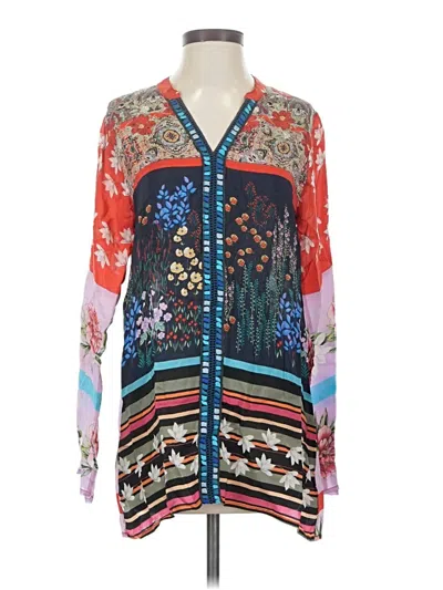 Pre-owned Johnny Was Long Sleeve Blouse In Red