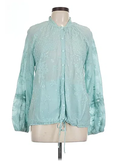 Pre-owned Johnny Was Long Sleeve Blouse In Teal