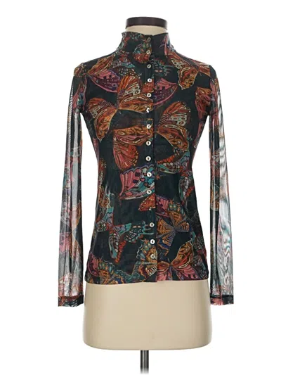 Pre-owned Johnny Was Long Sleeve Blouse In Teal