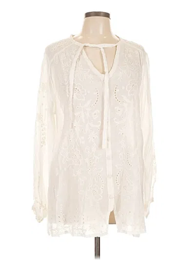 Pre-owned Johnny Was Long Sleeve Blouse In White
