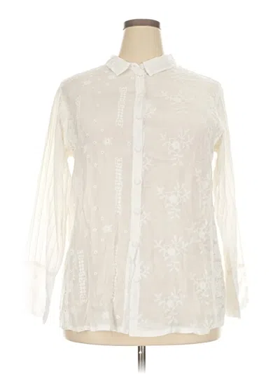 Pre-owned Johnny Was Long Sleeve Blouse In White