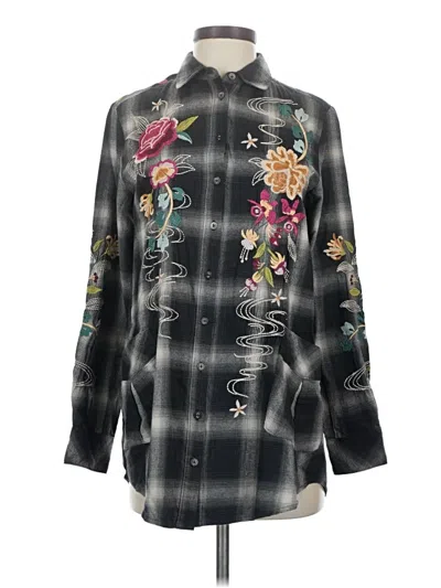 Pre-owned Johnny Was Long Sleeve Button Down Shirt In Black