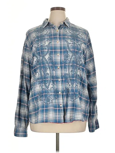 Pre-owned Johnny Was Long Sleeve Button Down Shirt In Blue