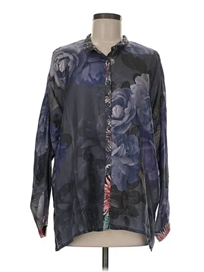 Pre-owned Johnny Was Long Sleeve Button Down Shirt In Gray