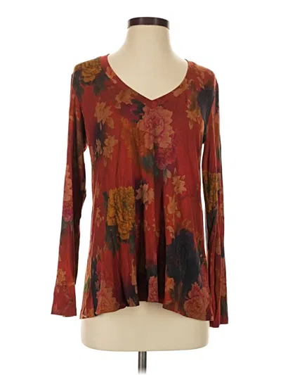 Pre-owned Johnny Was Long Sleeve Henley Shirt In Brown