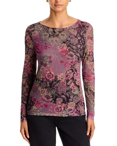 Johnny Was Long Sleeve Mesh Tee In Purple