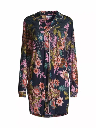 Johnny Was Women's Cotton-blend Floral Sleep Shirt In Delfino