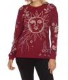 Johnny Was Long Sleeve Tee Torine In Rose Wine In Multi
