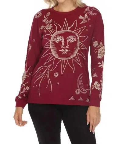 Johnny Was Long Sleeve Tee Torine In Rose Wine In Multi