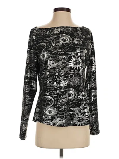 Pre-owned Johnny Was Long Sleeve Top Black Boatneck Tops