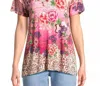 Johnny Was Loose Fit Tee In Pink Lace Scarf Print In Multi