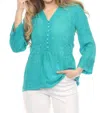 Johnny Was Lopati Tunic Elefan In Bondi Teal In Green