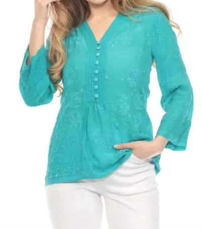Johnny Was Lopati Tunic Elefan In Bondi Teal In Green
