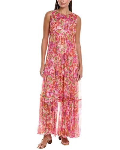 Johnny Was Logan Tiered Floral-print Chiffon Maxi Dress In Neutral