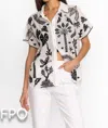 Johnny Was Luciana Dolman Shirt In White And Black In Multi
