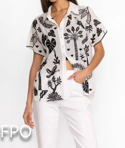 Johnny Was Luciana Dolman Shirt In White And Black In Multi