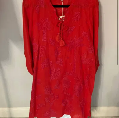 Johnny Was Luciana Tie Front Kimono Dress In Red