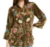 Johnny Was Luciana Velvet Kimono Sleeve Shirt In Camo In Brown
