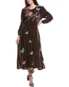 Johnny Was Luciana Velvet Silk-blend Midi Dress In Brown